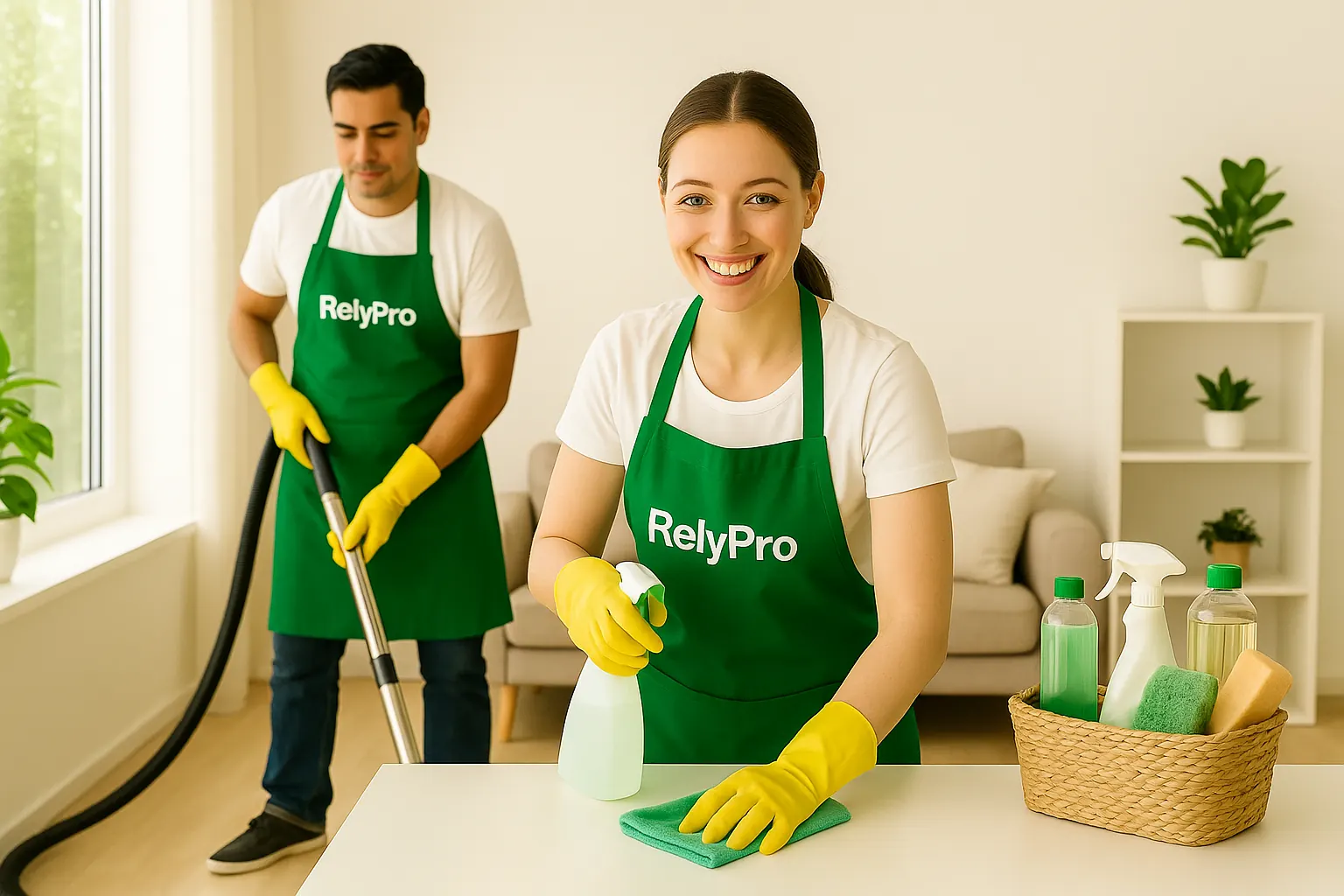 A bright workplace washroom after professional cleaning